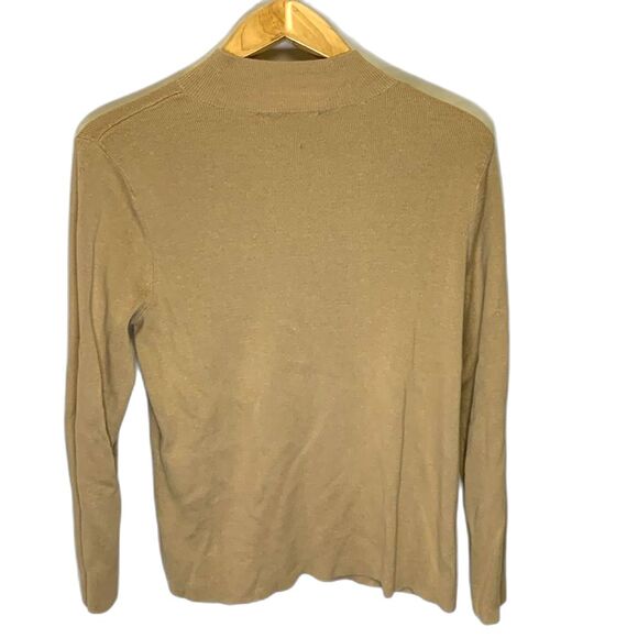 Coldwater Creek Tan Split Mock Neck Fine Gauge Knit Long Sleeve Sweater Size XL - Picture 4 of 13